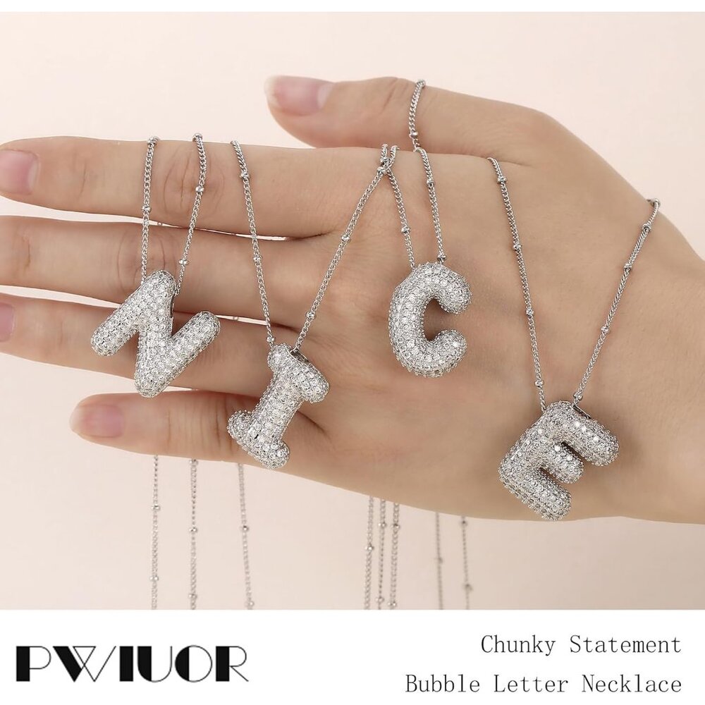 Sparkling Silver Initial Necklace - Hypoallergeni… - image 7